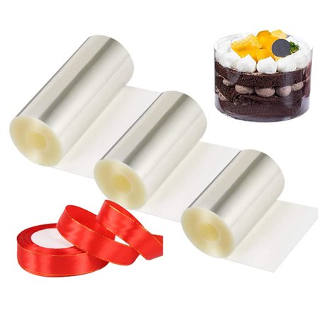 Loopunk Lot de 3 rouleaux de gâteaux transparents en acétate de vinyle