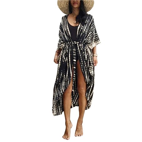 YOUKD Bohemian Kimono à Manches Longues Cardigan Beach Maillot de Bain Cover Up Maxi Dress pour Les Femmes