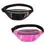 Lot de 2 Sac Banane Femme，Sac Banane Ceinture Brillant，pour Femme Homme Enfant Voyage Course à Pied Festival fête（Noir et Rose）.