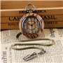 Montre de poche classique à quartz en bois avec cadran ouvert et pendentif steampunk pour cadeau d'anniversaire de Noël et boîte