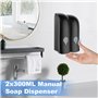 2 x 300ml Distributeur de Savon Manuel, Manuel à Double Tête Distributeur de Savon Liquide, Distributeur de Shampooing, Gel Douc