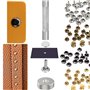 Lot de 180 rivets en métal pour cuir en 3 tailles - Fabriqués à la main - Rivets creux - Avec 3 outils de fixation - Boîte de ra