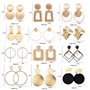 TOEECY 12 Paires Boucles d'Oreilles Pendantes Géométrique pour Femme Filles Lot Boucle d'Oreille or Grand Rondes Carrées Métal D