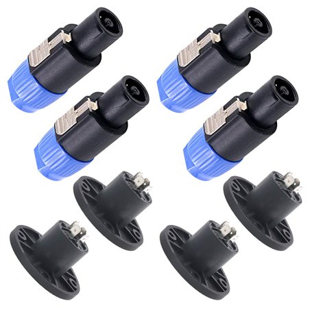 Swpeet Lot de 8 prises de haut-parleur audio à 4 pôles - Verrouillage rotatif - Compatible avec jack Twist Lock - 4 pôles ronds