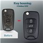 PMELCXD 3 Boutons de Remplacement de Cas de clé Fob Compatible pour Hyundai i20 i30 i35 ix20 ix35 Pliant télécommande Accessoire