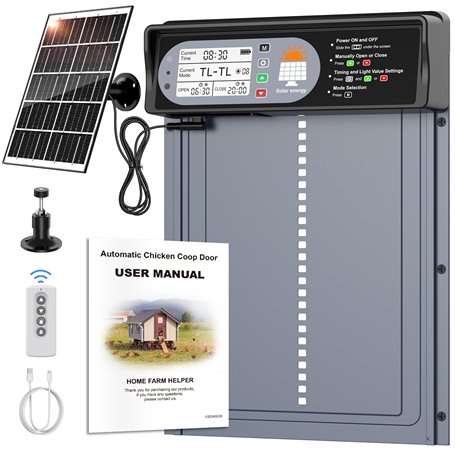 Porte Poulailler Automatique Solaire avec Affichage LED