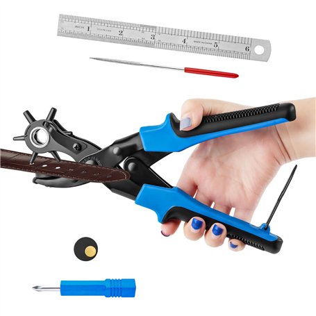 Pince Perforatrice Cuir avec 6 Tailles de poinçon cuir
