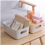 Bgfuni Lot de 4 Panier de Rangement en Plastique Blanc avec Anse pour Placards Empilables, Cuisine, Chambre, Salle de Bain, Bure