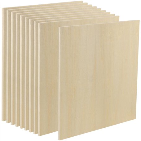 MUKCHAP Lot de 10 feuilles carrées de contreplaqué de tilleul de 254 x 254 x 6 mm