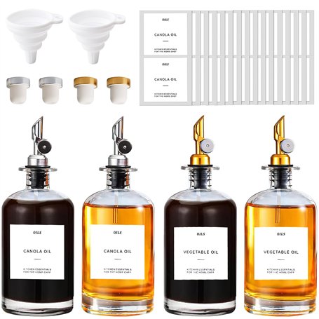 TEGOVE 4pcs Bouteille Huile Olive avec Bec Verseur