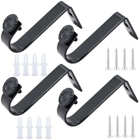 jingming Lot de 4 supports de rail de plafond pour tringle à rideaux - Noir - Diamètre inférieur à 22 mm