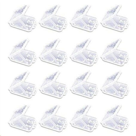 Doutop Lot de 20 Cases Boîte de Rangement pour Carte Mémoire SD MMC Micro SD TF Cartes Plastique Transparent Etui de Rangement S
