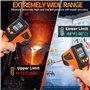 Thermomètre Infrarouge, -58 °F ~ 1112 °F (-50 °C ~ 600 °C) Sans Contact Thermomètre Laser Emissivité Réglable Thermomètre Fronta