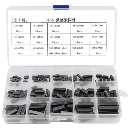 Akozon Keys Set 140 pcs Round Ended Plume Clé Parallèle Arbre D'entraînement 8mm 10mm 12mm 16mm 20mm 25mm 30mm