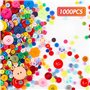 VGOODALL 1000 Pièces Boutons en Plastique Différentes Tailles et Couleurs pour DIY Bricolage Peinture Cadeau Décoration