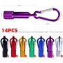BLUESEABUY 14 Pièces Mini Lampe de Poche portable Mini Lampe Torche LED avec Porte-Clés pour ExtéRieur Randonnée Camping Voyage 