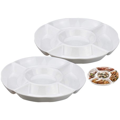 KINGOZOYI 2 Pcs Plateau à Assiettes de Service de Collation Divisée Ronde