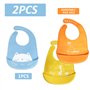 CQQNIU Lot de 2 bavoirs imperméables en silicone de qualité alimentaire lavables en machine avec poches pour la collecte des déb
