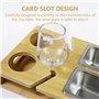 Plateau Bois, Plateau de Service Porte-Verre à Vin, Plateau Repas avec 2 Bols à Collation en Acier Inoxydable, Plateau Aperitif