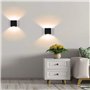 CHEVVY 2Pcs Applique Murale LED 7W Moderne Applique Murale Interieur Lumière Blanche Chaude 3000K Applique Murale Carrée Noir po