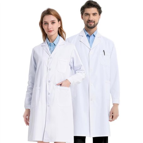 LuckyQianyi Blouse de laboratoire blanche unisexe chimie vêtements de protection hommes femmes blanc blouse de laboratoire chimi
