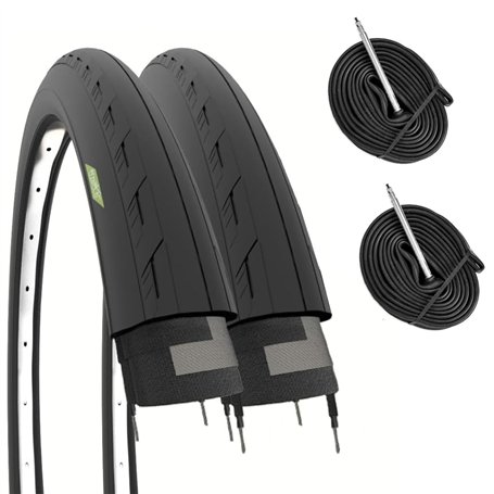 ECOVELO (25-622) 2 pneus 700 x 25 C (25 – 622) + Chambres Adulte Unisexe