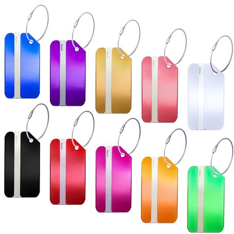 Lot de 10 Étiquettes de Bagage pour Valises en Aluminium Étiquettes Valise en Métal Étiquettes de Voyage Luggage Tag Étiquettes