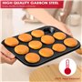 Fousenuk Lot de 2 Moules à Muffins en Acier Carbone Antiadhésif, Paquet 24 Moules Cupcakes Et Muffins Réutilisables pour Cupcake