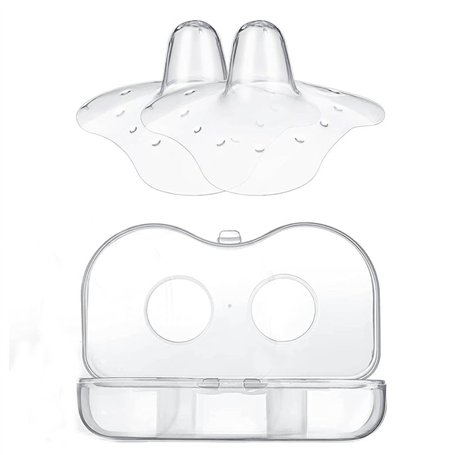 Lot de 2 protège-tétons pour allaitement avec étui de rangement stérilisable sans BPA – Triangle Shields en silicone ultra fin p