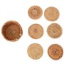 Dessous de Verre en Rotin 8cm,Lot de 6 Sous-verres Ronde avec Support,sous Verre Bois Rond,Dessous De Verre en Rotin,sous-Verres