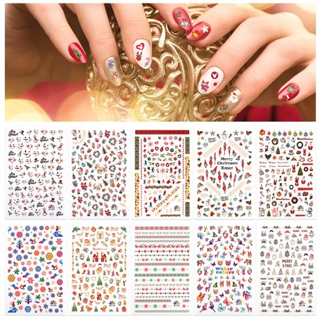 Kalolary 10 Feuilles Nail Art Stickers Autocollants