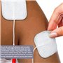 LEKEFETO Lot de 50 électrodes Tens-EMS : 40 x 40 mm, électrodes Tens auto-adhésives réutilisables pour électrostimulateurs, pour