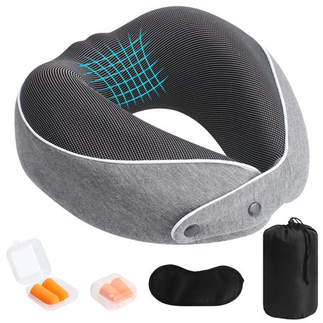 Oreiller de Voyage Oreiller de Cou à Mémoire de Forme Oreiller de Voyage Cervical avec Masque pour les Yeux