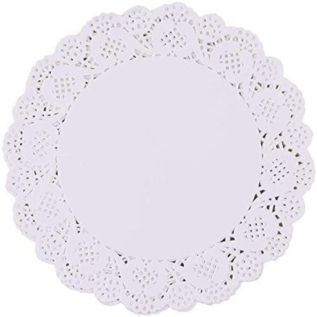 Napperons Dentelle Jetables 100 Pièces en Papier Blanc - Tapis pour Décorations de Mariage et Fête - Emballage Gâteau 5.5 Pouces