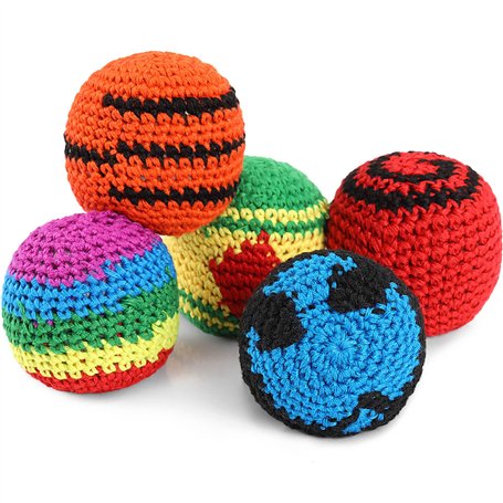 5 Pièces Sacs de Balle Drôles Kickball Multicolore Tissé Kick Balls Tricoté Doux pour Enfants et Débutants