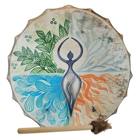 Tambour chamanique sibérien fait à la main avec raquette - Symbole de la musique sibérienne