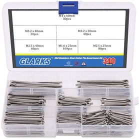 Glarks 340-pieces 6 tailles en acier inoxydable 304 Cotter Pin Clip principales ultraconfortables Assortiment kit de montage pou