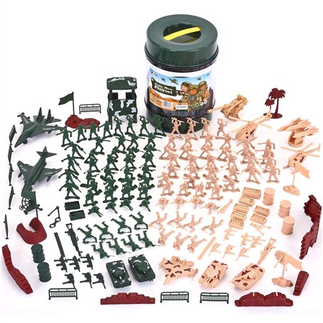 JOYIN 164 Pièce Ensemble de Jeu Soldat Militaire Homme Armé Jouer Bucket Figurines d'Action Battle Group Ensemble de Jeu Militai