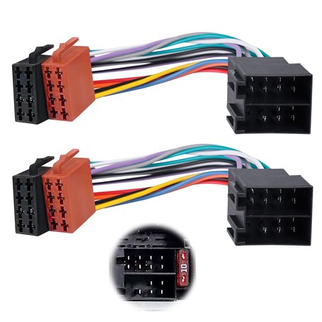 Adaptateur ISO Autoradio Universel: 2 Pièces Faisceau Autoradio Connecteur ISO Autoradio