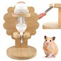 Vegena Gourde pour hamster avec support - 80 ml - Bouteille d'eau suspendue pour cochon d'Inde - Avec support réglable en bois -