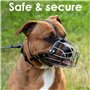 BRONZEDOG Pitbull Muselière pour Chien en métal Amstaff avec Sangles réglables en Cuir pour Grands Chiens (Rose)