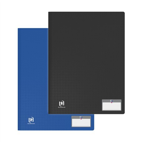 OXFORD Lot de 2 Porte Vues 80 vue / 40 Pochettes A4 Memphis Couverture Polypro Blue et Noir