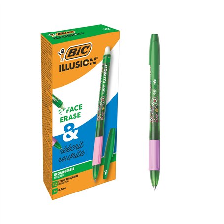 BIC Illusion Stylos-Bille Effaçables et Rechargeables à Pointe Moyenne (0