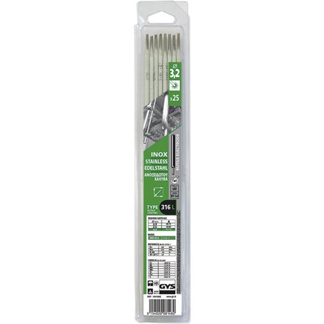 GYS - ELECTRODES Inox Ø3.2 316L - Etui de 25 - Consommable Soudure MMA - Toutes positions