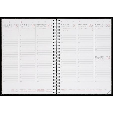 AGENDA MODERNE - 1 RECHARGE d'agenda SEMAINIER de Janvier 2025 à Décembre 2025 - INT AB SEM - Format 15 x 20 cm