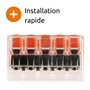 Wago - Lot de 5 bornes de raccordement S221 Compact - Connexion rapide - 5 conducteurs avec leviers 4mm² - Orange
