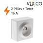 Prise simple 16A en saillie - Blanc - Vulco - Zenitech