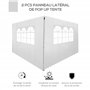 Outsunny Parois latérales de Rechange Barnum tonnelle 3 x 3 ou 3 x 6 m 2 pièces 2 Grandes fenêtres Blanc