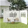 Outsunny Parois latérales de Rechange Barnum tonnelle 3 x 3 ou 3 x 6 m 2 pièces 2 Grandes fenêtres Blanc