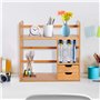 HOMCOM Organiseur de bureau avec tiroirs Bibliothèque multifonctionnel Étagère de Rangement pour Maison École Bureau en Bambou N